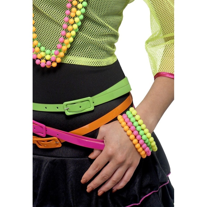 Neon Beaded Bracelets - 4 Pack