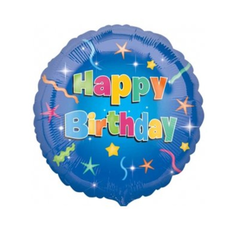 Happy Birthday Stars Balloon - 18"