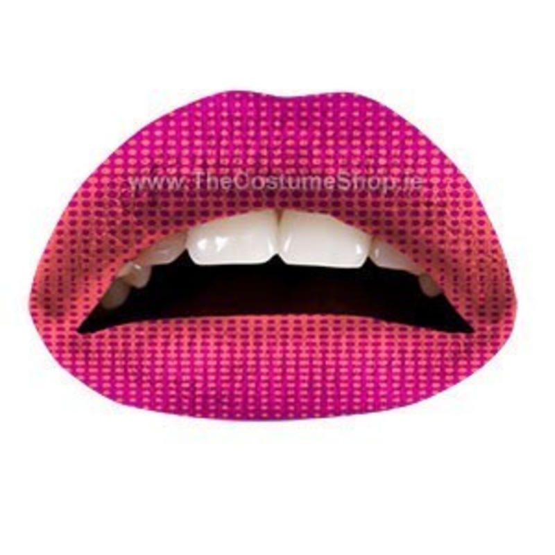Purple & Coral Halftone Temporary Lip Tattoo