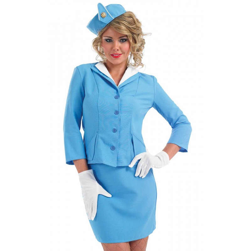 Blue Cabin Crew Costume - Plus Size