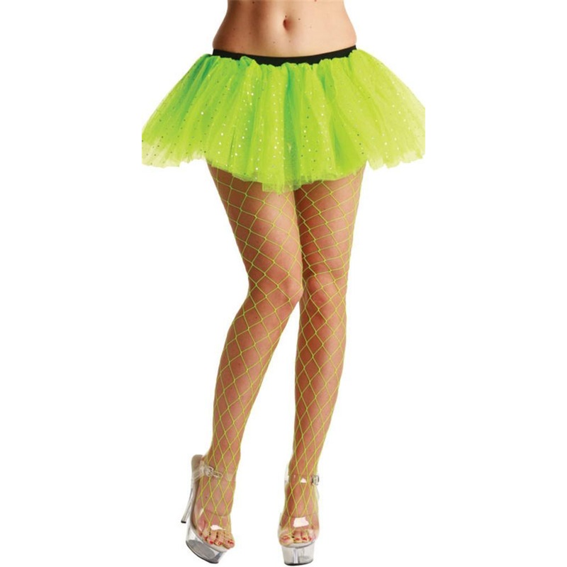 Neon Green Diamond Net Tights