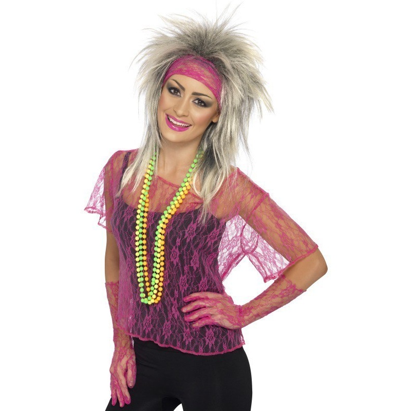 Lace Net Vest - Neon Pink