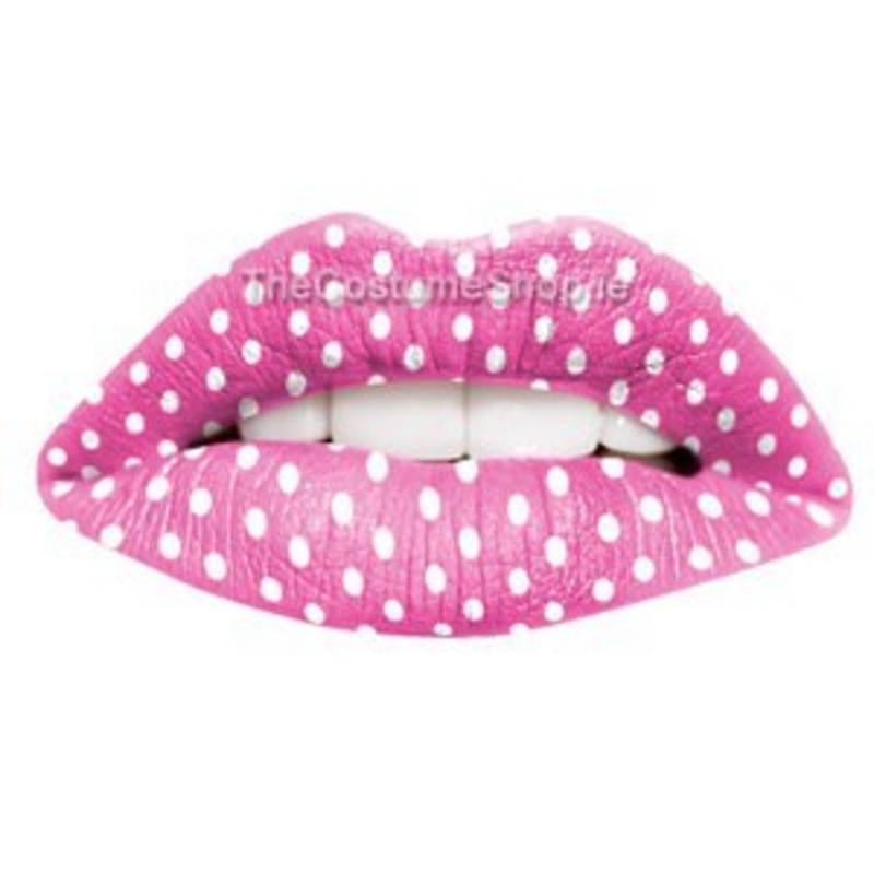 Pink Polka Dot Temporary Lip Tattoo