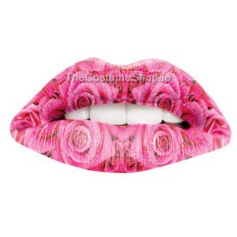 Pink Roses Temporary Lip Tattoo