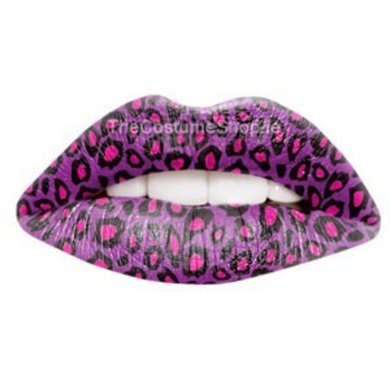 Purple Cheetah Temporary Lip Tattoo