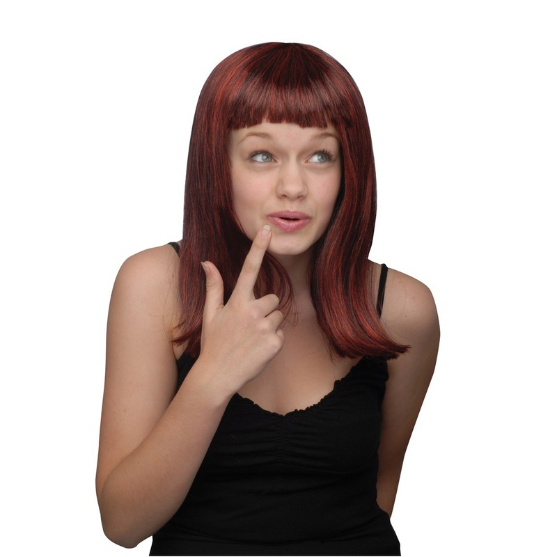 Shoulder Length Wig - Red/Black