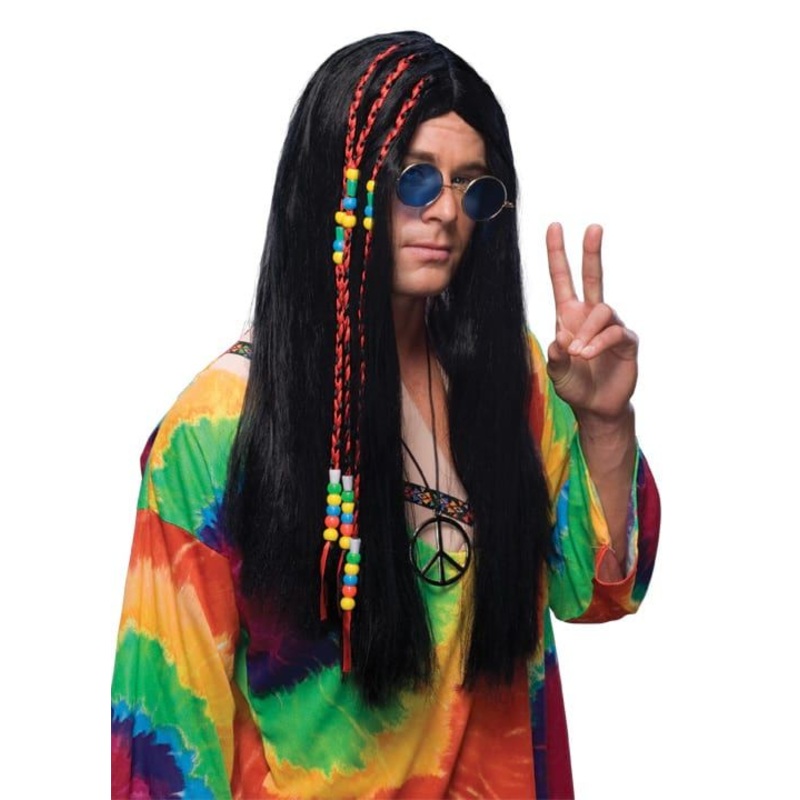 Long Hippie Wig - Black