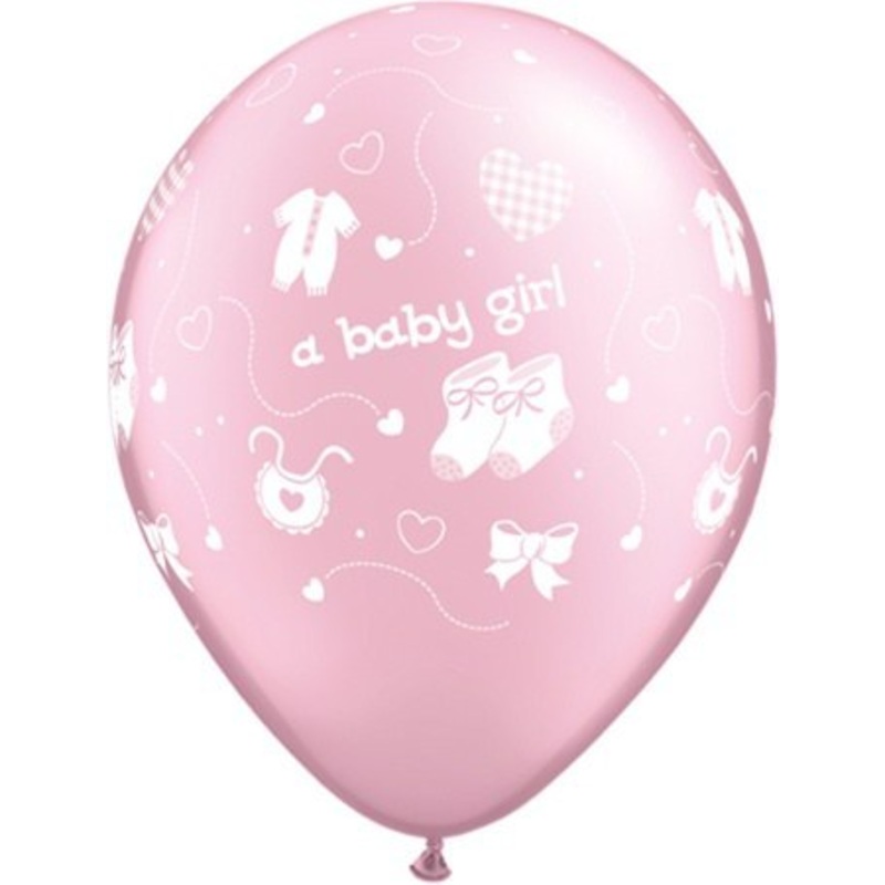 11" Pearl Pink Baby Girl Latex Balloons - 100 Pack