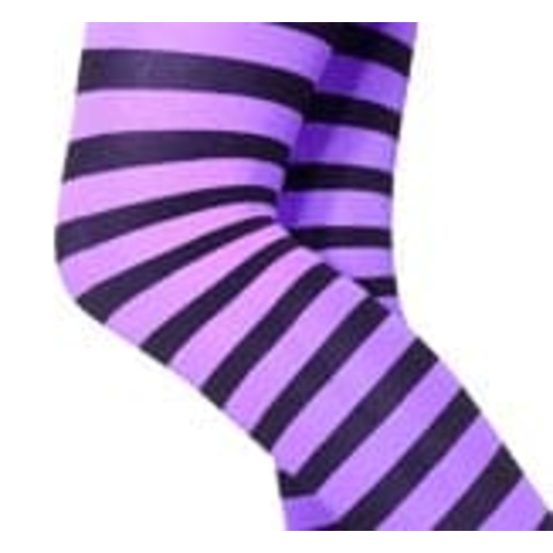 Children's Striped Tights - Purple