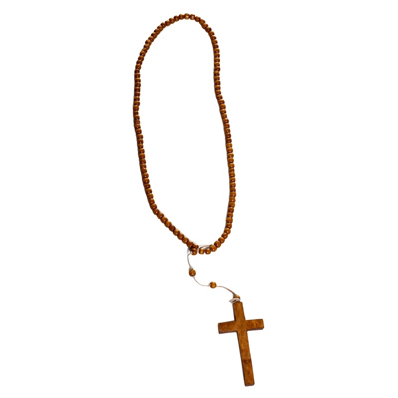 Wooden Cross Necklace One Size