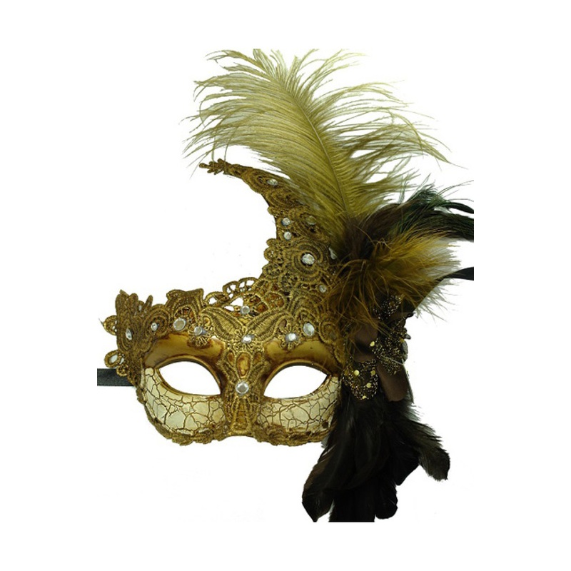Baroque Lace Venetian Mask Gold
