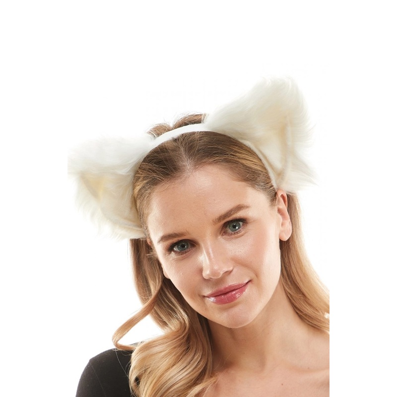 Basic White Cat Ears Headband Standard