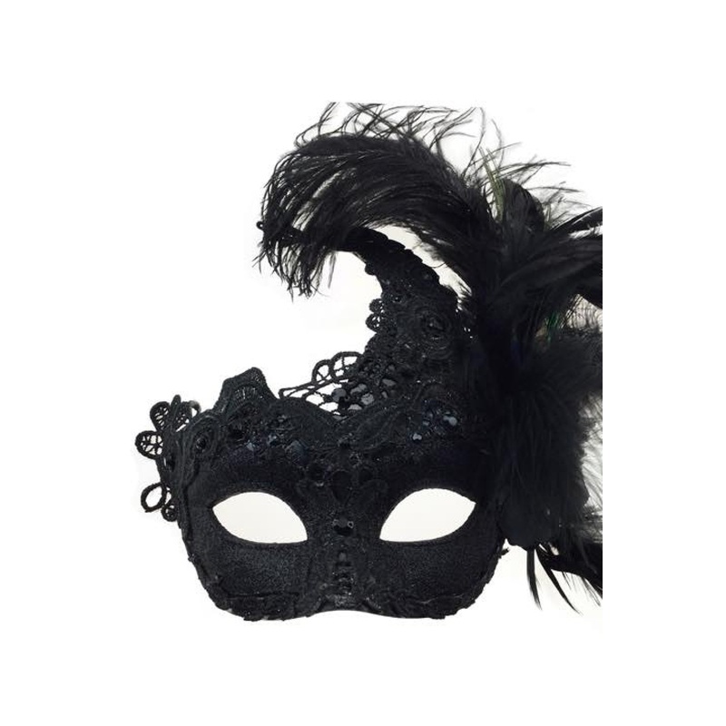 Exquisite Lace Venetian Mask Black