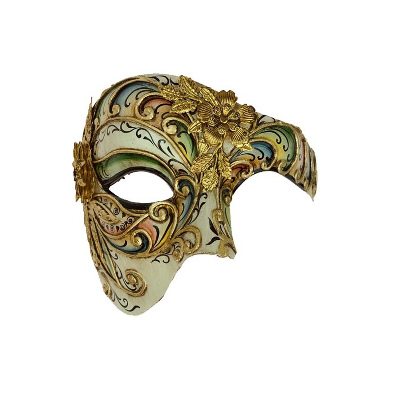 Bella Fiore Venetian Half Mask Green