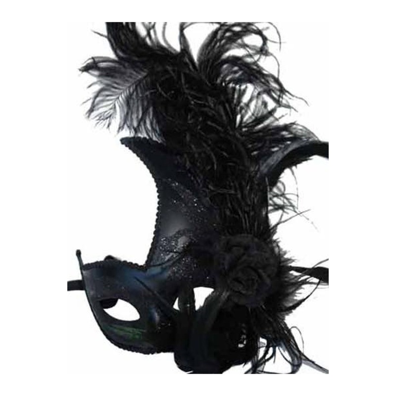 Bellissima Swan Venetian Mask Black