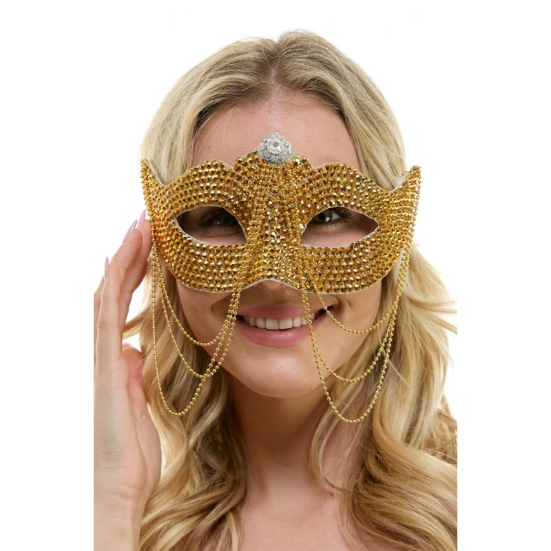 Golden Jewel Masquerade Mask Standard