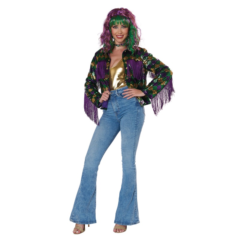 Mardi Gras Fringe Jacket Adult Costume Small