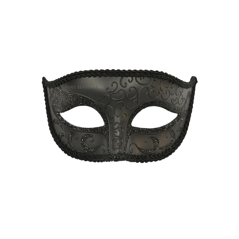 Mysterious Stranger Half Mask Black