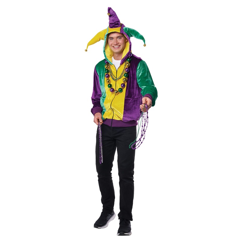 Mardi Gras Jester Hoodie Adult Costume Small/Medium