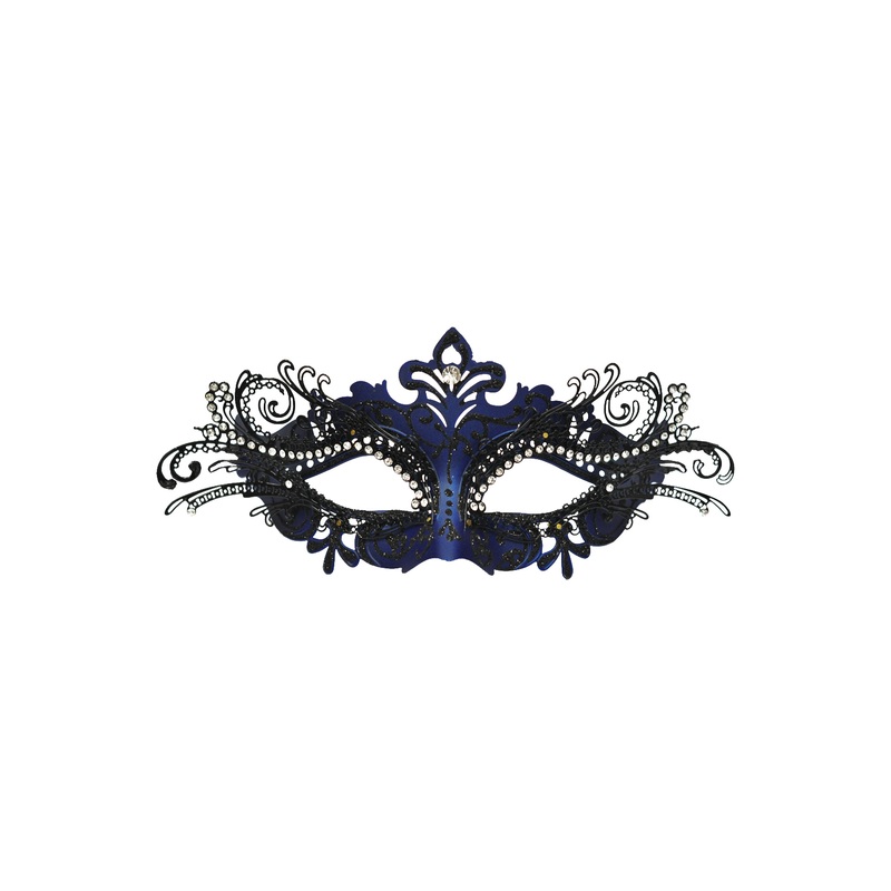 Winged Monarch Venetian Mask Black/Blue