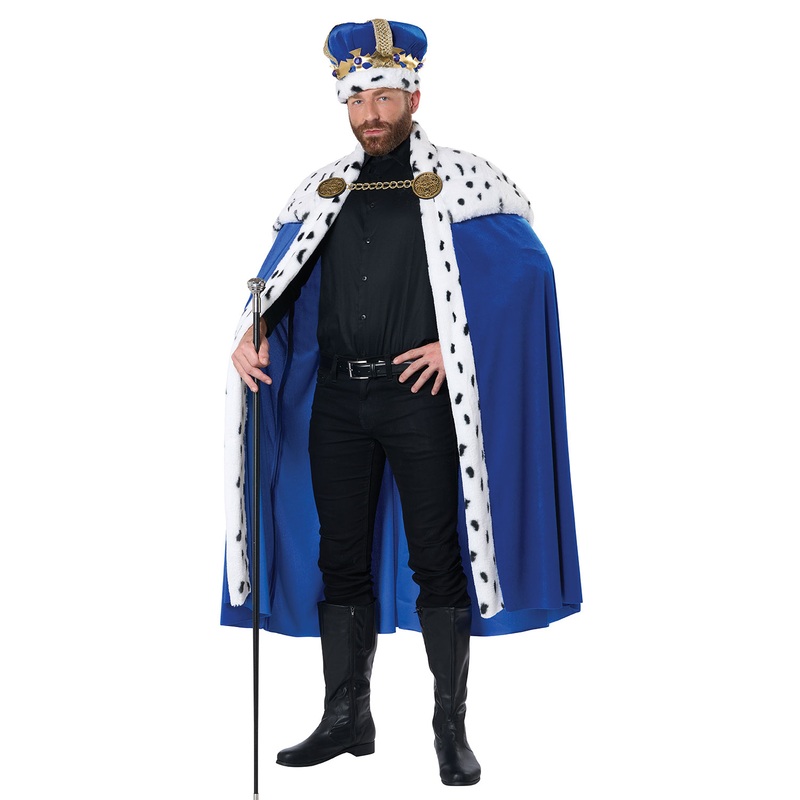 Royal Cape & Crown Adult Costume Kit (Blue) One Size