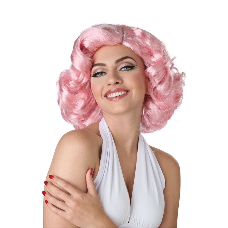 Hollywood Glamour Adult Wig (Pink) Standard