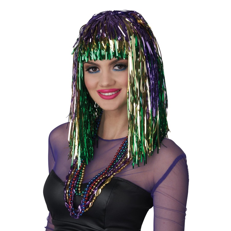 Mardi Gras Tinsel Adult Wig Standard