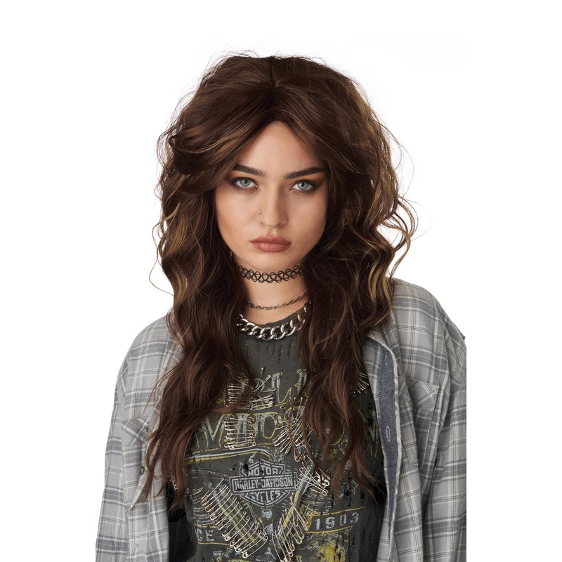 90'S Grunge Rocker Adult Wig (Brunette) Standard