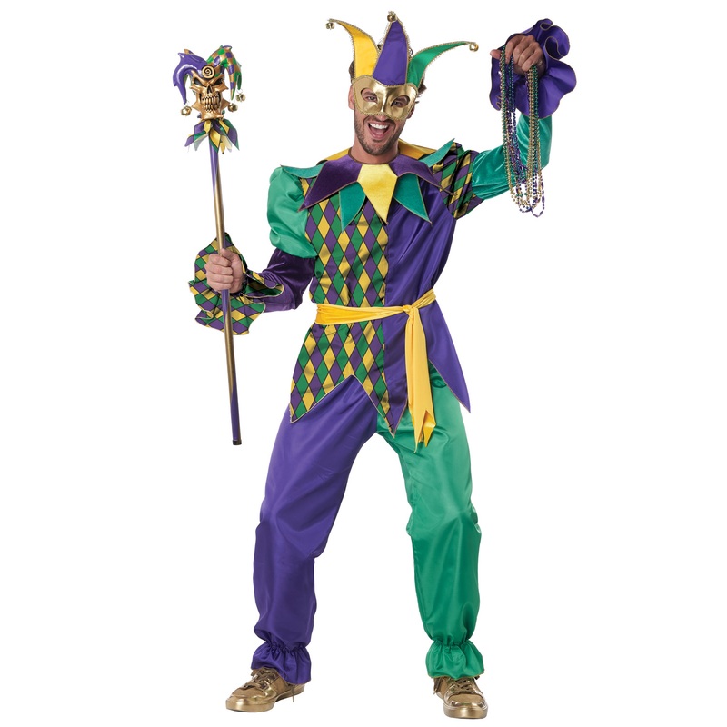 Deluxe Mardi Gras Jester Adult Costume Small