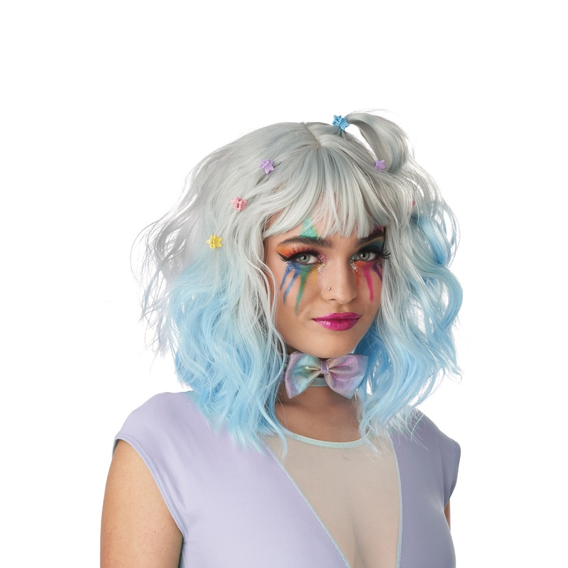 Pastel Textured Long Bob Adult Wig (Gray/Blue) Standard