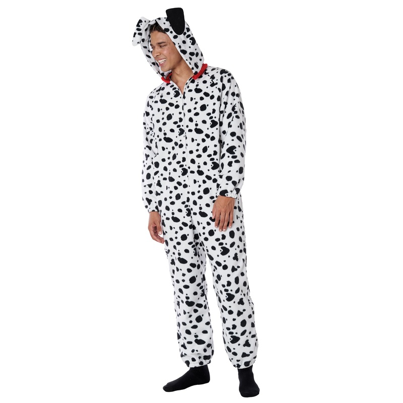 Dalmatian Fleece Jumpsuit Adult Costume X-Small