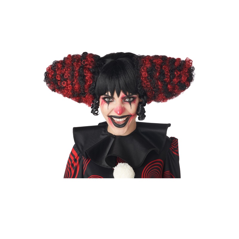 Funhouse Clown Wig (Black/Red) Standard