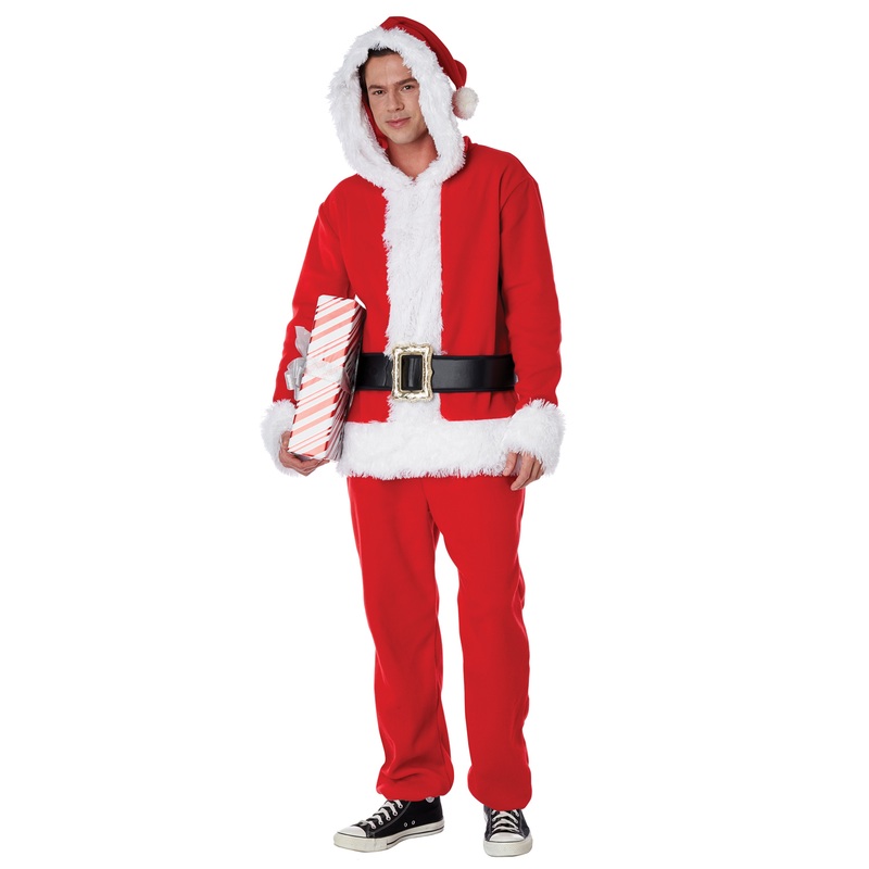 Santa Fleece Jumpsuit Adult Costume X-Small