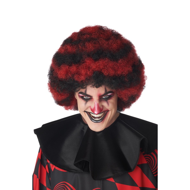 Spiral Clown Wig (Black/Red) Standard