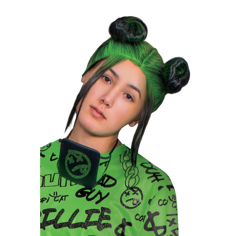 Billie Eilish Double Bun Adult Wig (Green) One Size