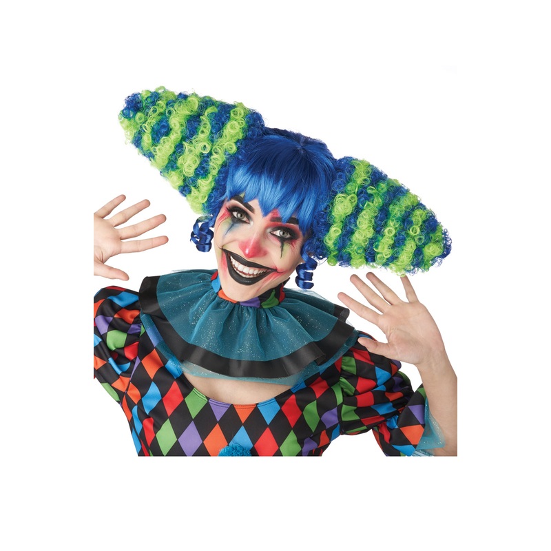 Funhouse Clown Wig (Blue/Green) Standard