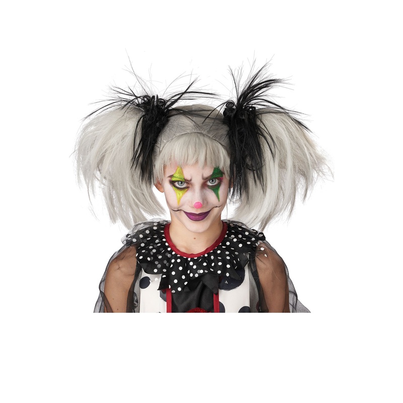 Glow in the Dark Punk Pigtails Wig (Black/Grey) Standard