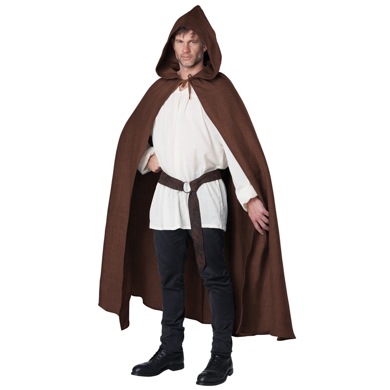Hooded Cloak Adult Costume (Brown) One Size