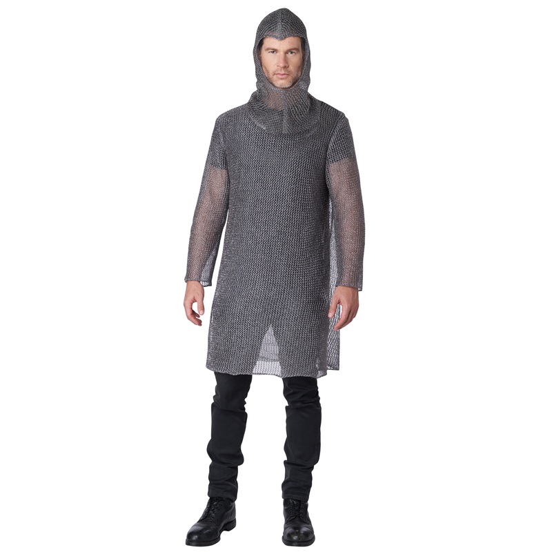 Metallic Knit Chainmail Tunic and Cowl Adult Costume Small/Medium