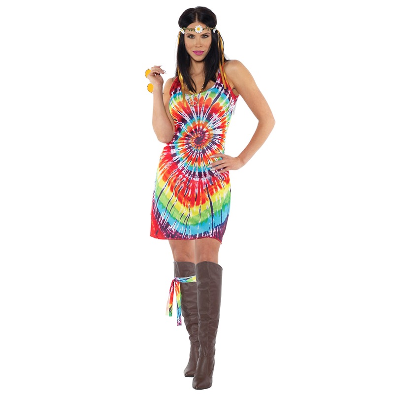 Tie Dye Mini Dress Adult Costume X-Small