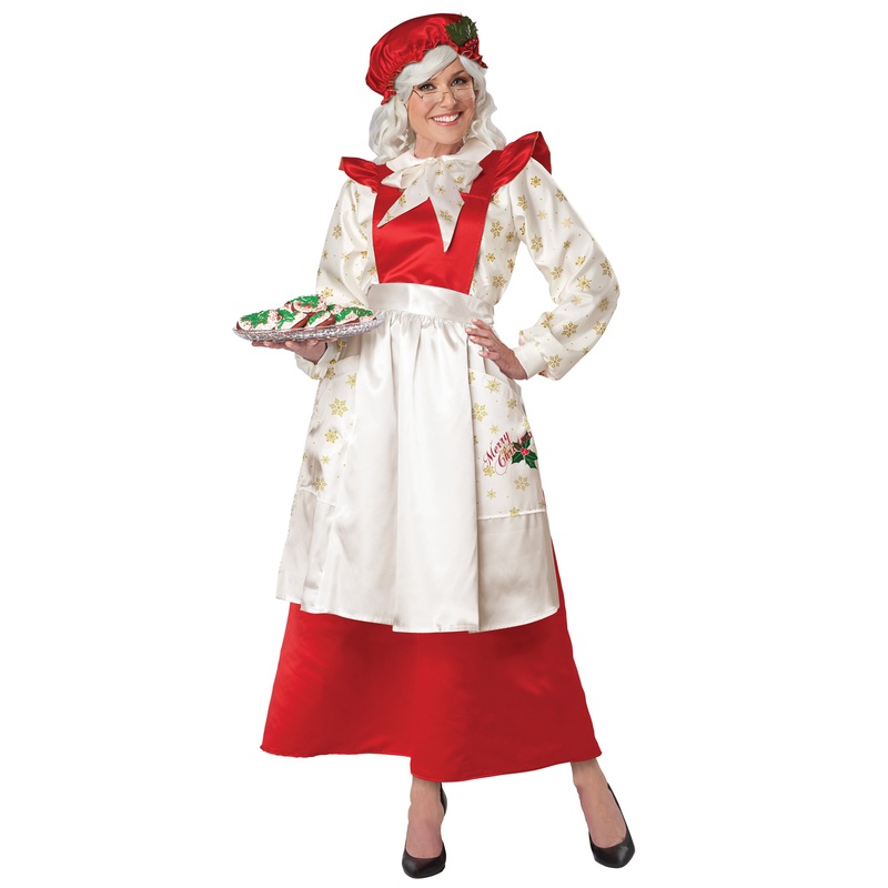Mrs. Claus Pinafore Dress with Apron Adult Costume Small