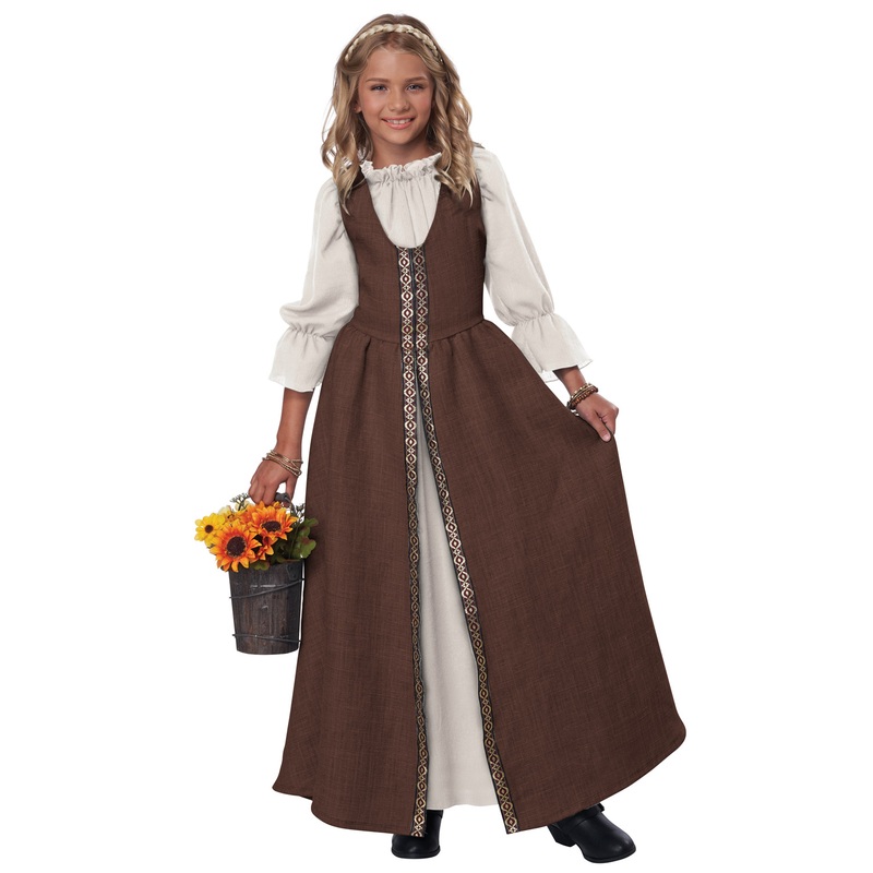 Renaissance Faire Dress Child Costume (Brown) Medium