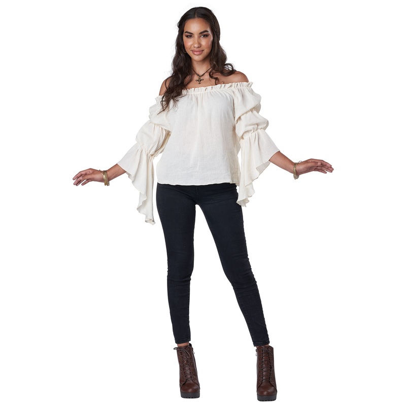 Renaissance Peasant Blouse Adult Costume (Beige) X-Small