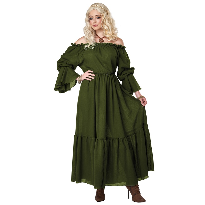 Renaissance Peasant Chemise Adult Costume (Green) X-Small