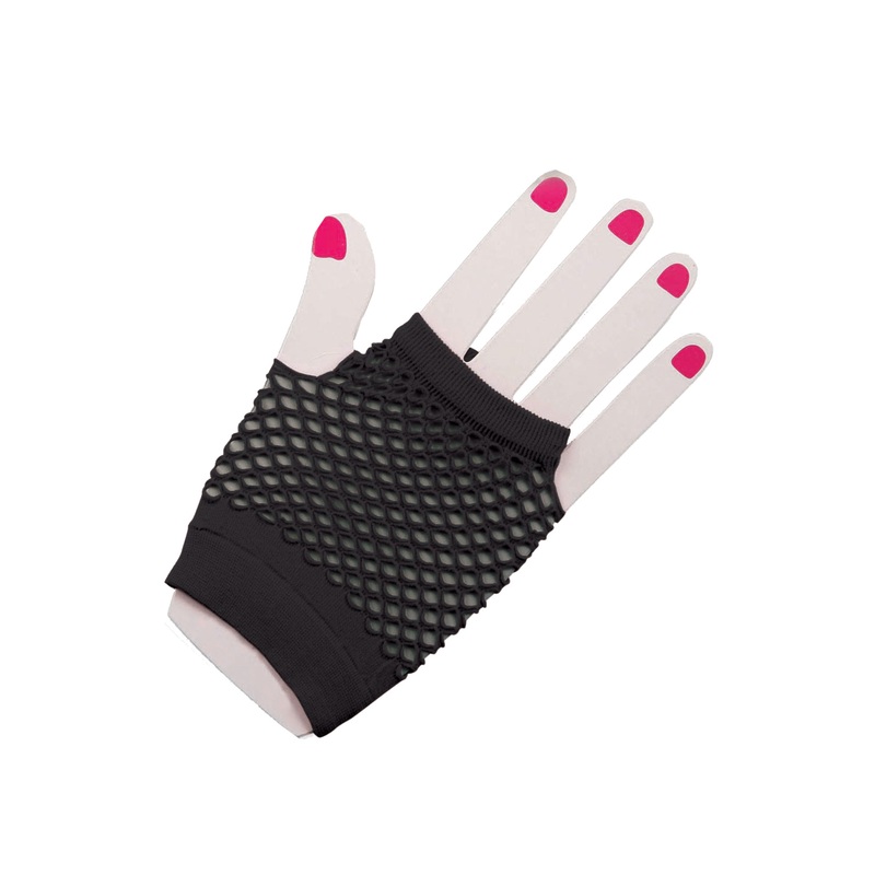 Short Fishnet Fingerless Gloves (Black) Standard