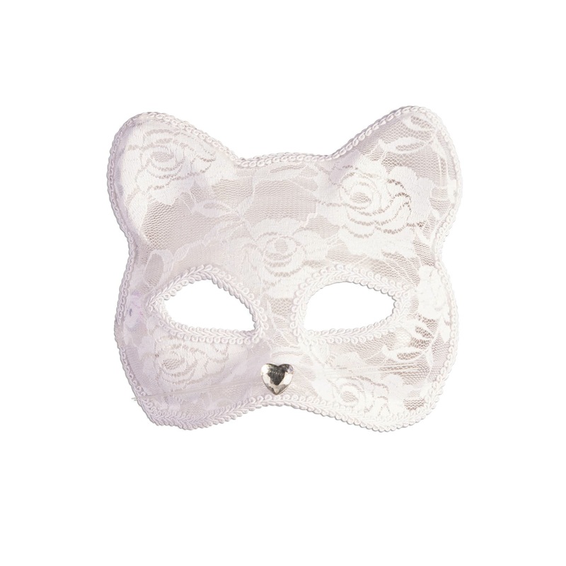 Lace Cat Half Mask (White) Standard