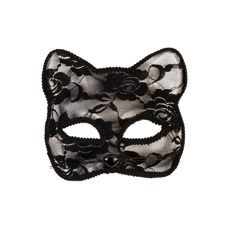 Lace Cat Half Mask (Black) Standard