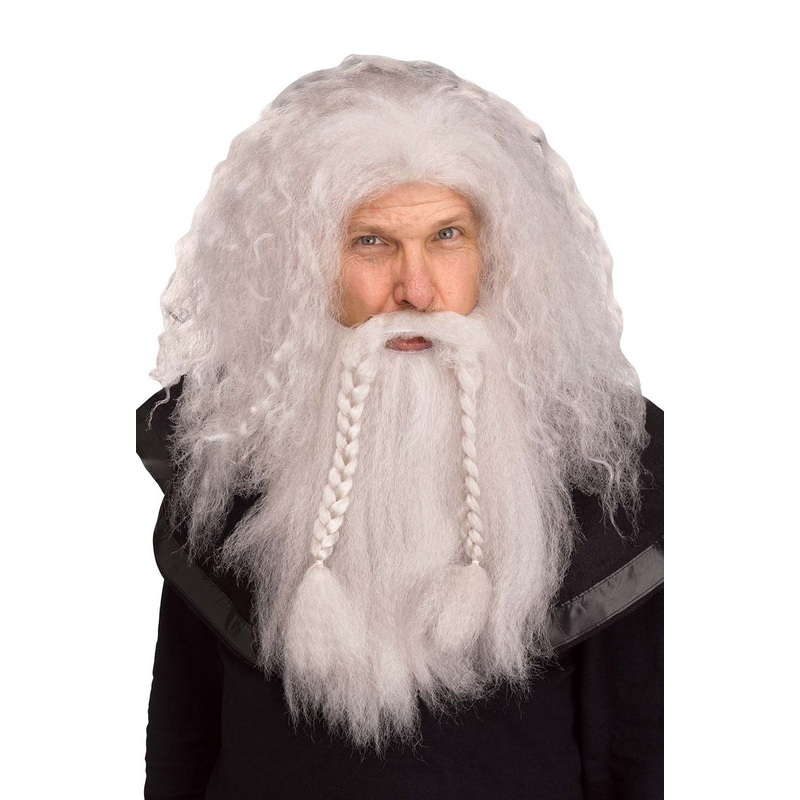 Viking Warrior Wig & Beard (Grey) Standard