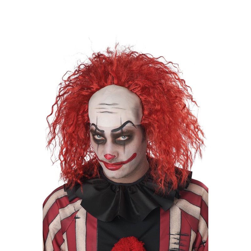 Clown Pattern Baldness Bald Cap Adult Wig (Red) Standard