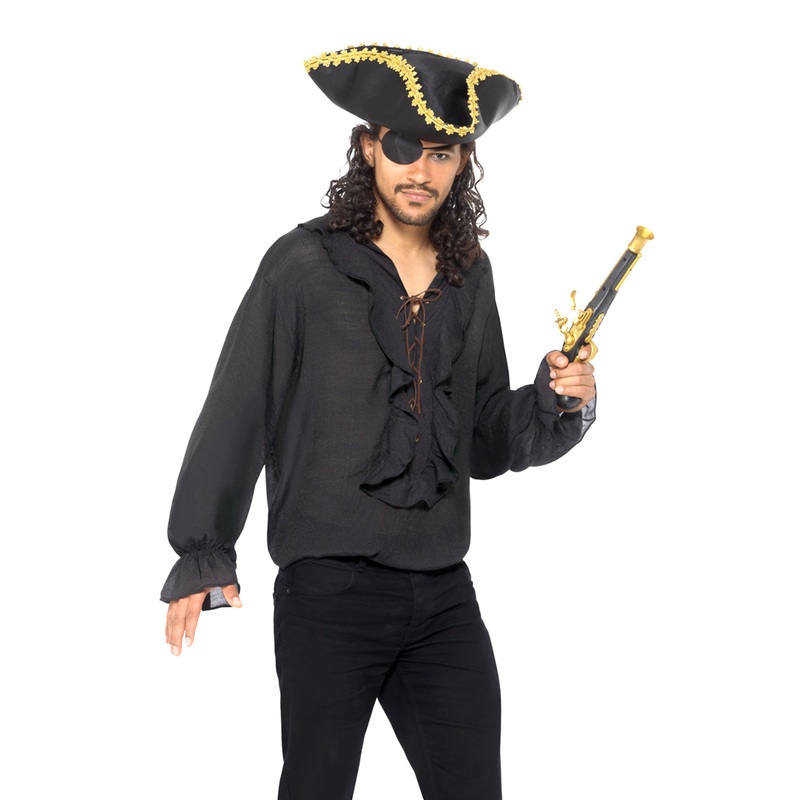 Pirate Shirt Adult Costume (Black) Medium